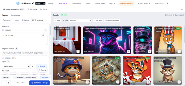 An image generation studio and documentation on aihorde.net